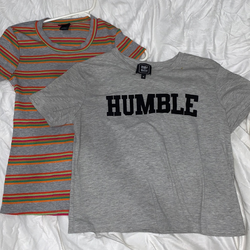 set of grey shirts